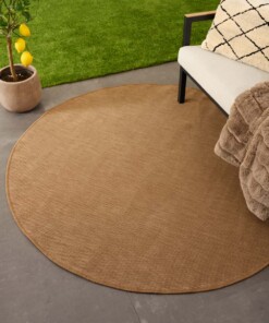 Tapis extérieur rond uni - Flip brun clair