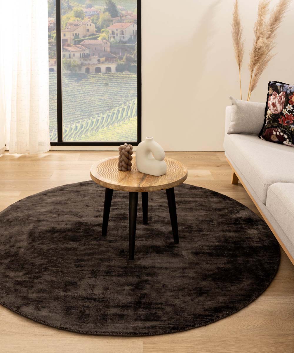 Tapis viscose rond - Glamour marron foncé - sfeer Tapis viscose rond - Glamour marron foncé - sfeer