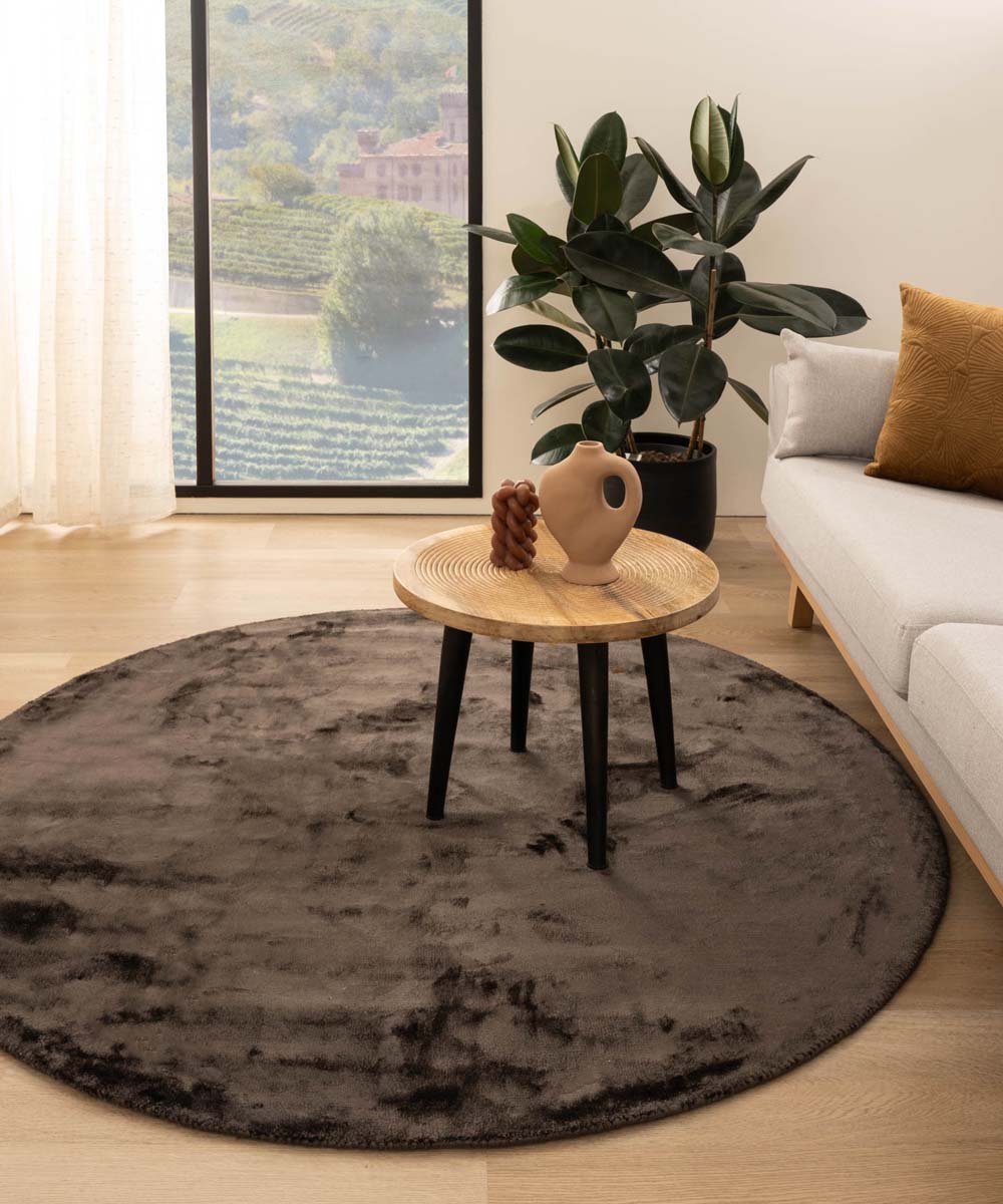 Tapis viscose rond - Pearl marron foncé - sfeer Tapis viscose rond - Pearl marron foncé - sfeer