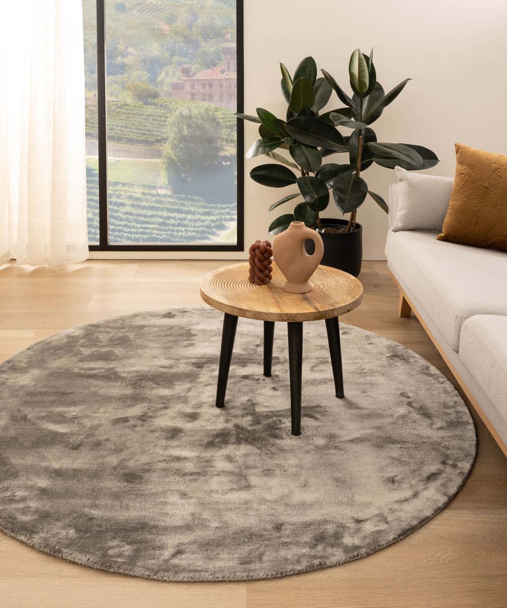 Tapis viscose rond - Pearl argent - sfeer Tapis viscose rond - Pearl argent - sfeer