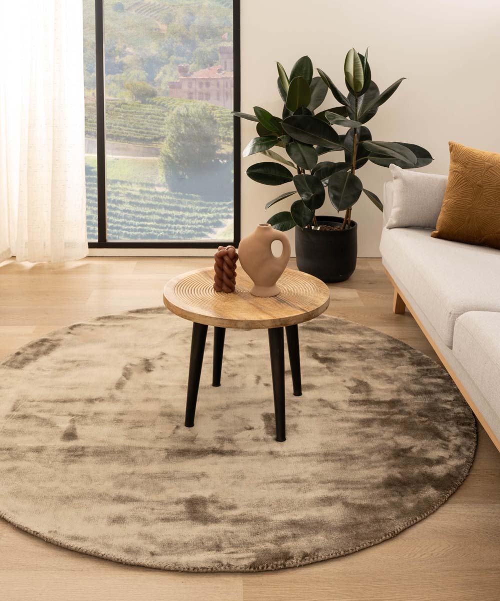 Tapis viscose rond - Pearl marron - sfeer