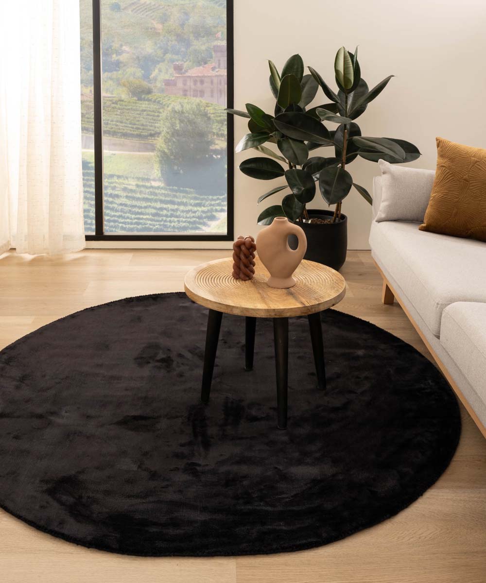 Tapis viscose rond - Pearl noir - sfeer Tapis viscose rond - Pearl noir - sfeer