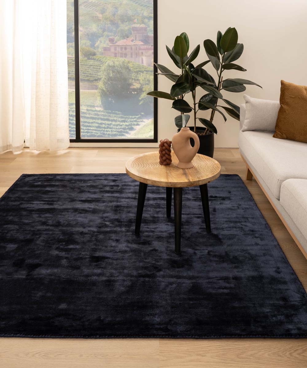 Tapis viscose carré - Pearl bleu marine - sfeer