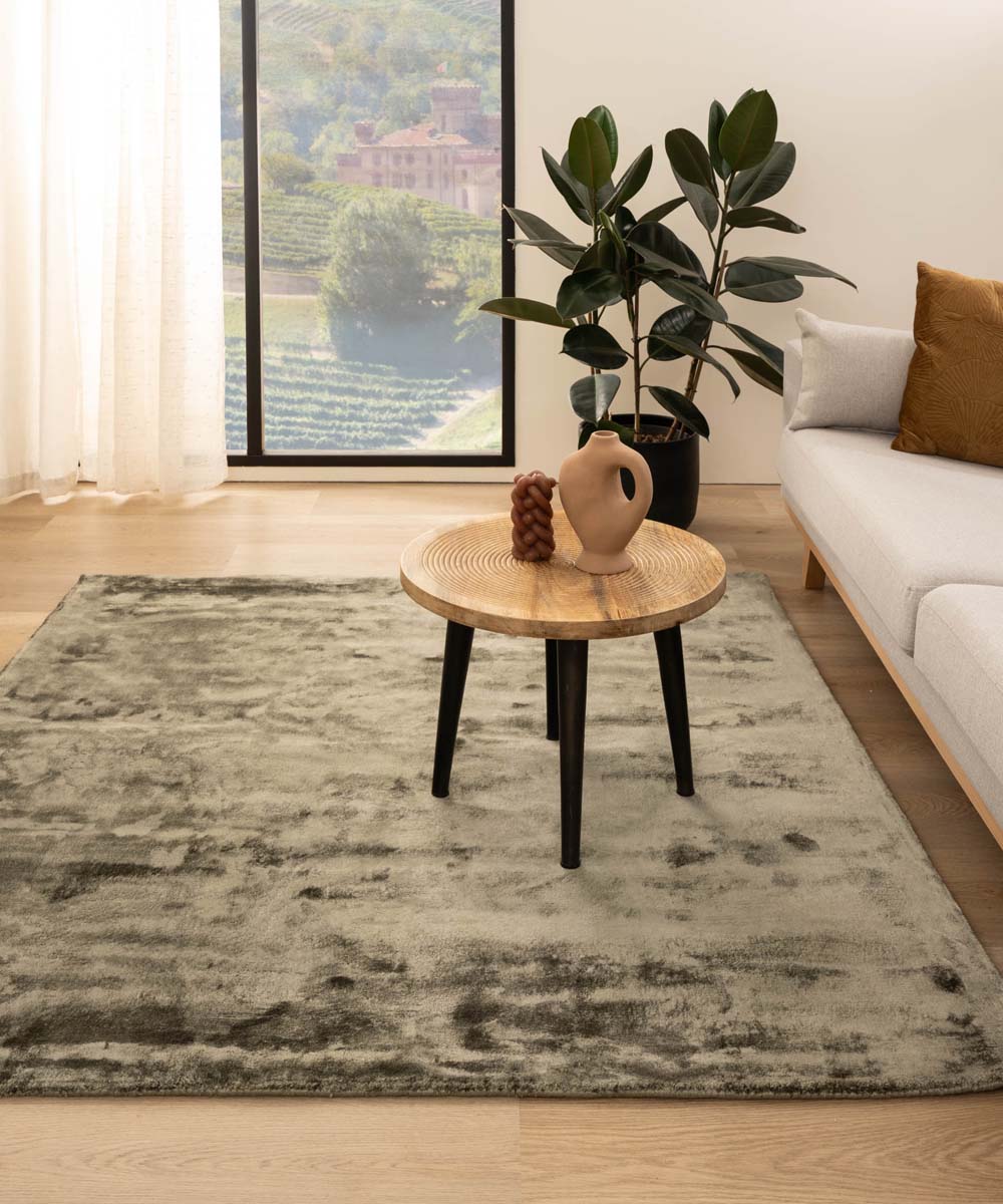 Tapis viscose carré - Pearl vert olive - sfeer Tapis viscose carré - Pearl vert olive - sfeer