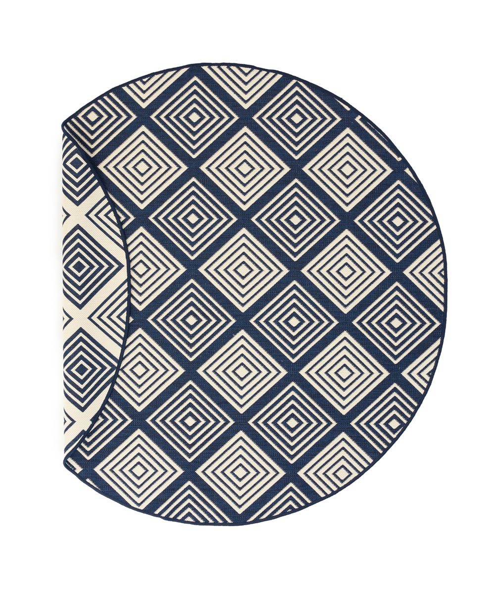 Tapis extérieur rond losanges - Flip Gem bleu foncé Tapis extérieur rond losanges - Flip Gem bleu foncé