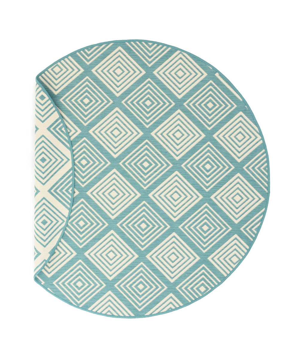 Tapis extérieur rond losanges - Flip Gem turquoise Tapis extérieur rond losanges - Flip Gem turquoise