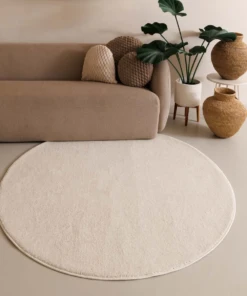 Tapis Rond poil ras Fine - Champagne