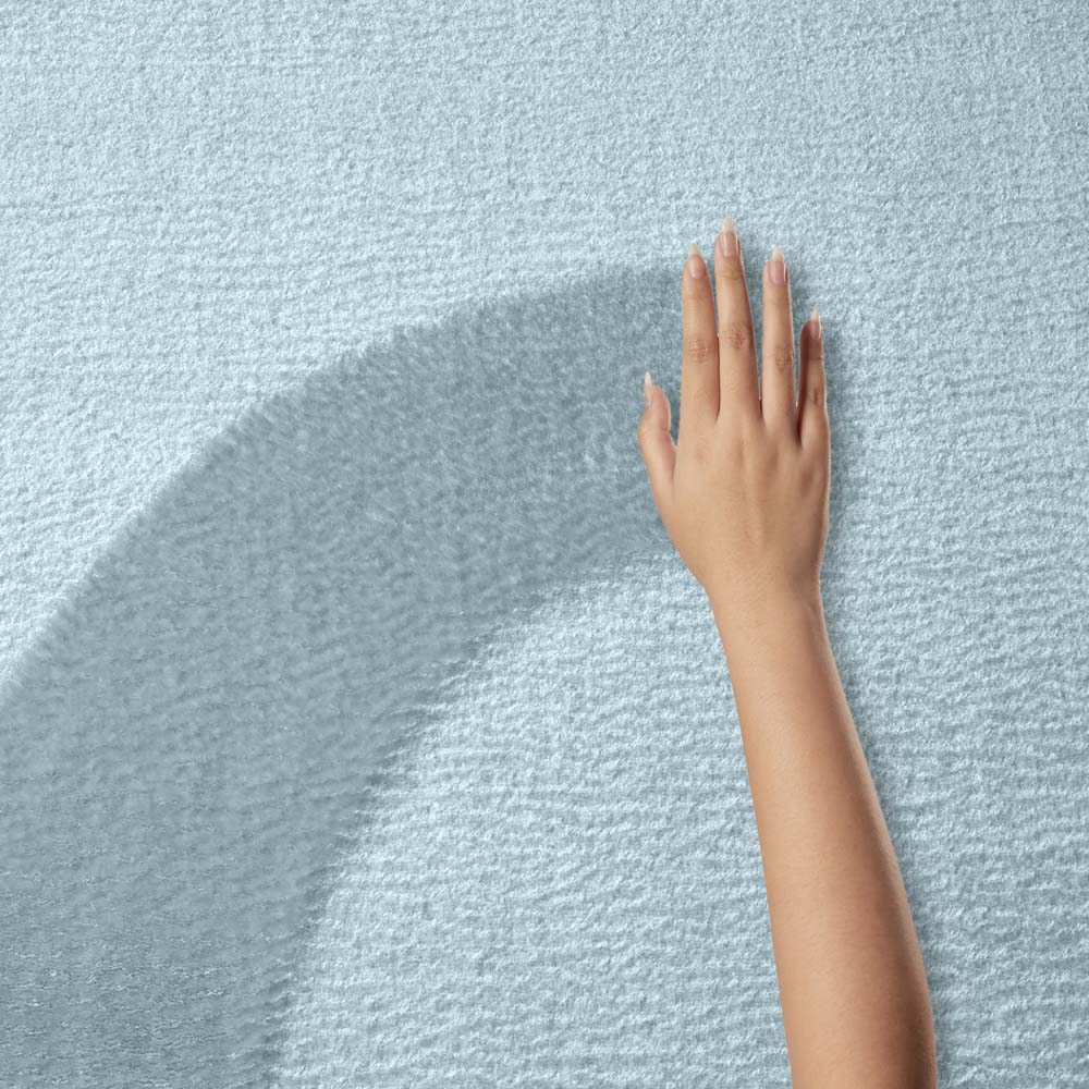 Tapis rond doux - Lior bleu clair (lavable à 30 °C) - close up Tapis rond doux - Lior bleu clair (lavable à 30 °C) - close up