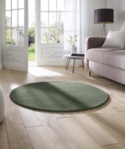 Tapis rond doux - Lior vert foncé (lavable à 30 °C) - sfeer