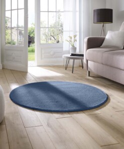 Tapis rond doux - Lior bleu foncé (lavable à 30 °C) - sfeer
