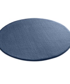 Tapis rond doux - Lior bleu foncé (lavable à 30 °C) - overzicht