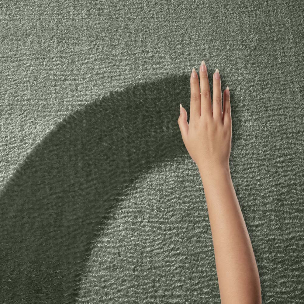 Tapis rond doux - Lior vert foncé (lavable à 30 °C) - close up Tapis rond doux - Lior vert foncé (lavable à 30 °C) - close up