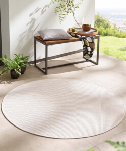 Tapis extérieur rond - Elara crème - sfeer, thumbnail