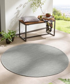 Tapis extérieur rond - Elara gris - sfeer