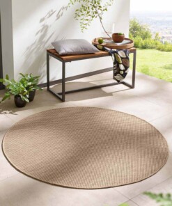 Tapis extérieur rond - Elara beige - sfeer