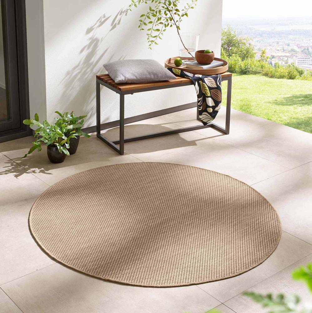 Tapis extérieur rond - Elara beige - sfeer Tapis extérieur rond - Elara beige - sfeer
