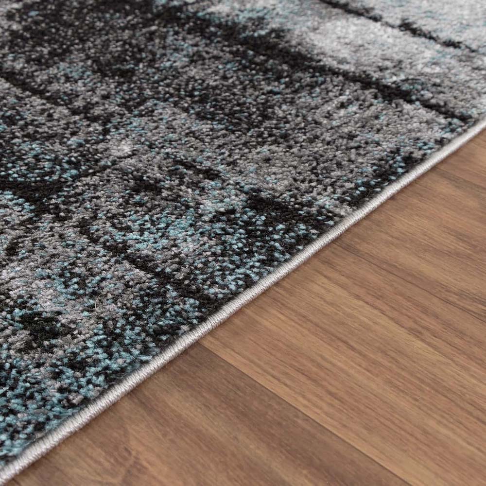 Tapis abstrait - Arlo bleu - close up Tapis abstrait - Arlo bleu - close up