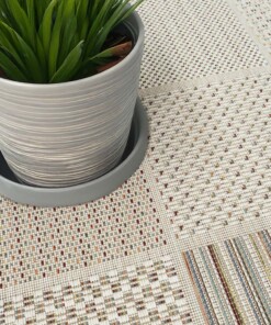 Tapis extérieur carreaux - Lyra crème/multi - close up, thumbnail Tapis extérieur carreaux - Lyra crème/multi - close up, thumbnail