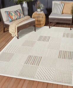 Tapis extérieur carreaux - Lyra crème/multi - sfeer