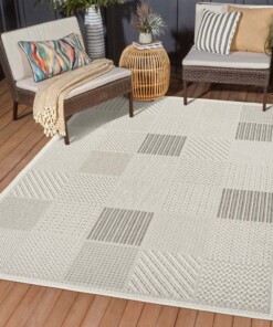Tapis extérieur carreaux - Lyra beige/gris - sfeer