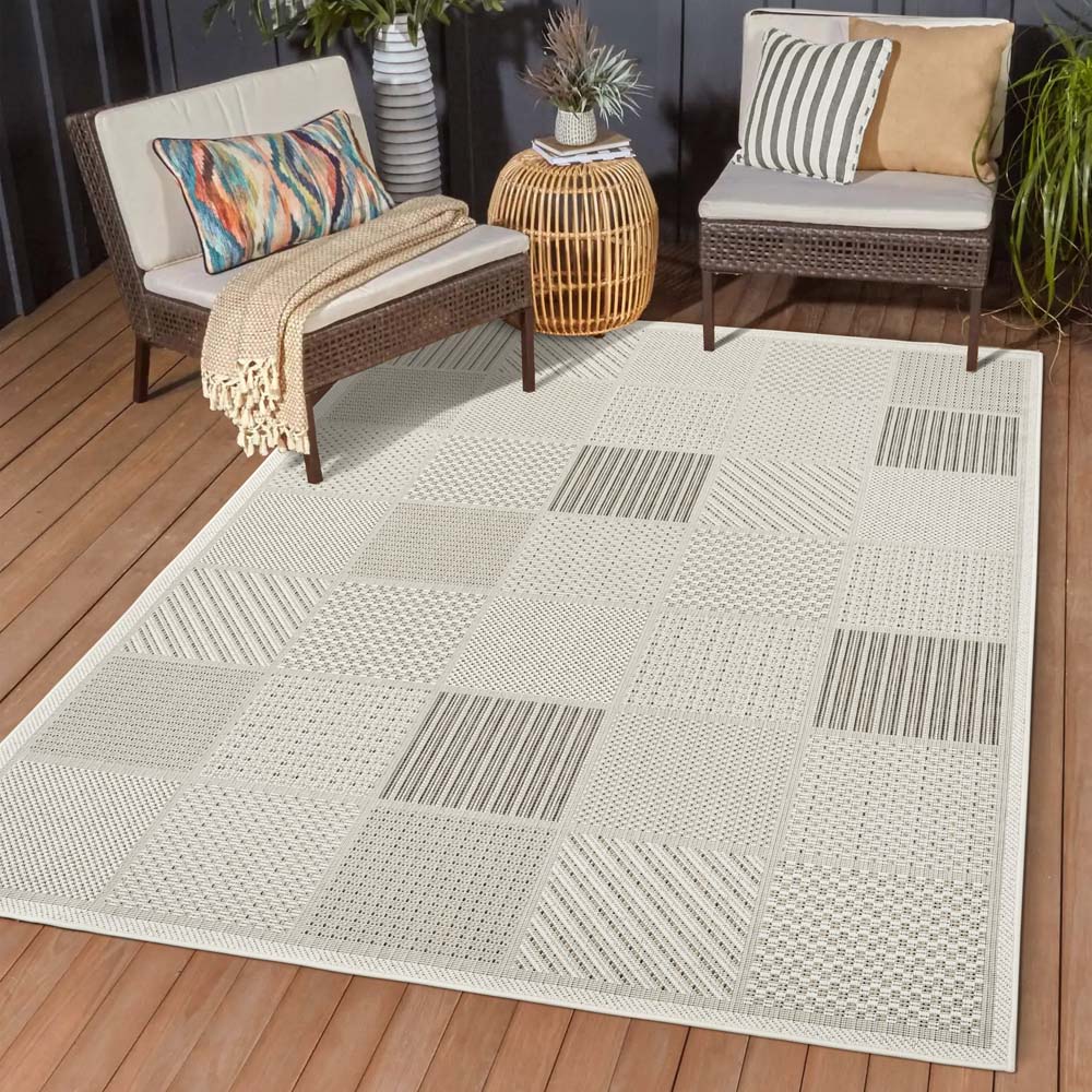 Tapis extérieur carreaux - Lyra beige/gris - sfeer Tapis extérieur carreaux - Lyra beige/gris - sfeer
