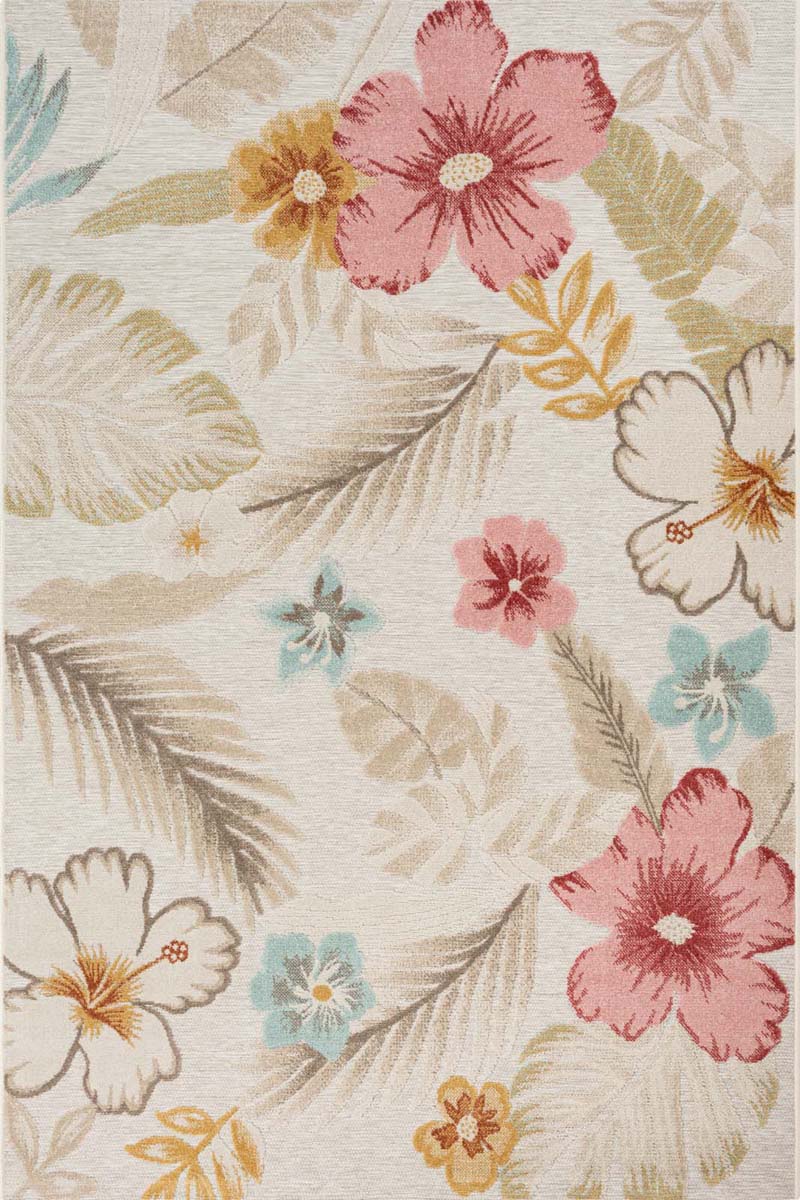 Tapis extérieur fleurs - Yara gris - overzicht Tapis extérieur fleurs - Yara gris - overzicht