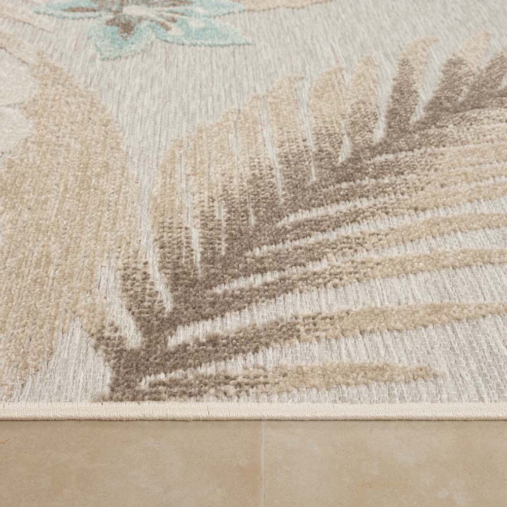 Tapis extérieur fleurs - Yara gris - close up Tapis extérieur fleurs - Yara gris - close up