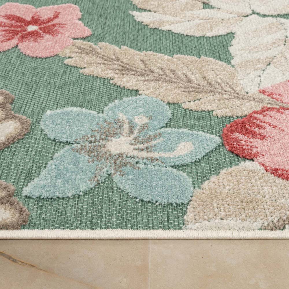 Tapis extérieur fleurs - Yara vert - close up Tapis extérieur fleurs - Yara vert - close up