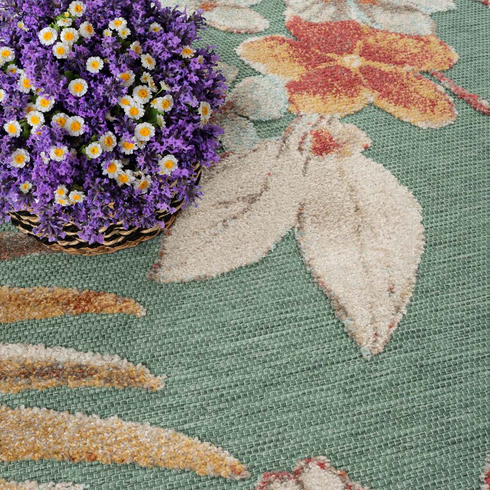 Tapis extérieur fleurs - Lilly vert - close up Tapis extérieur fleurs - Lilly vert - close up