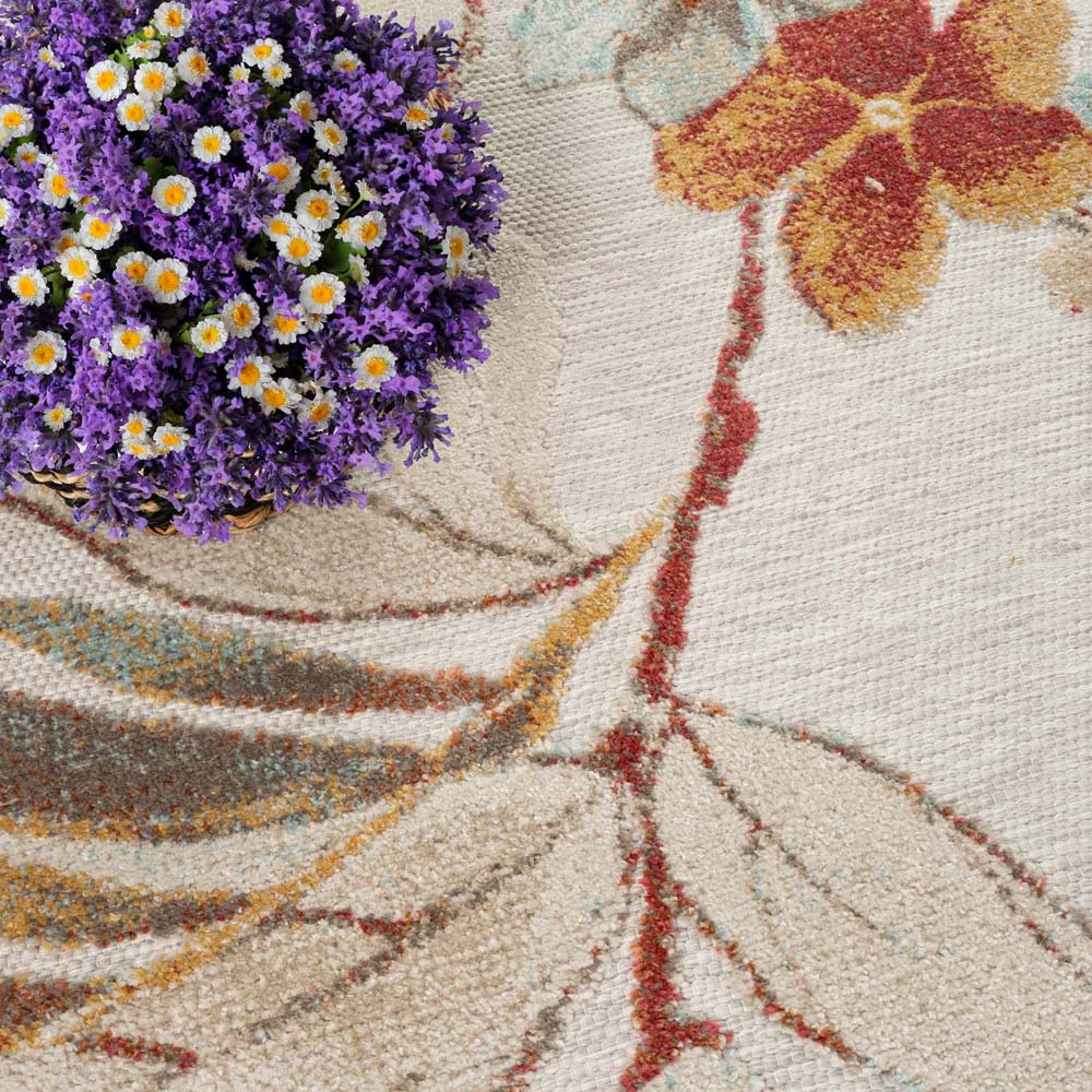 Tapis extérieur fleurs - Lilly gris - close up Tapis extérieur fleurs - Lilly gris - close up