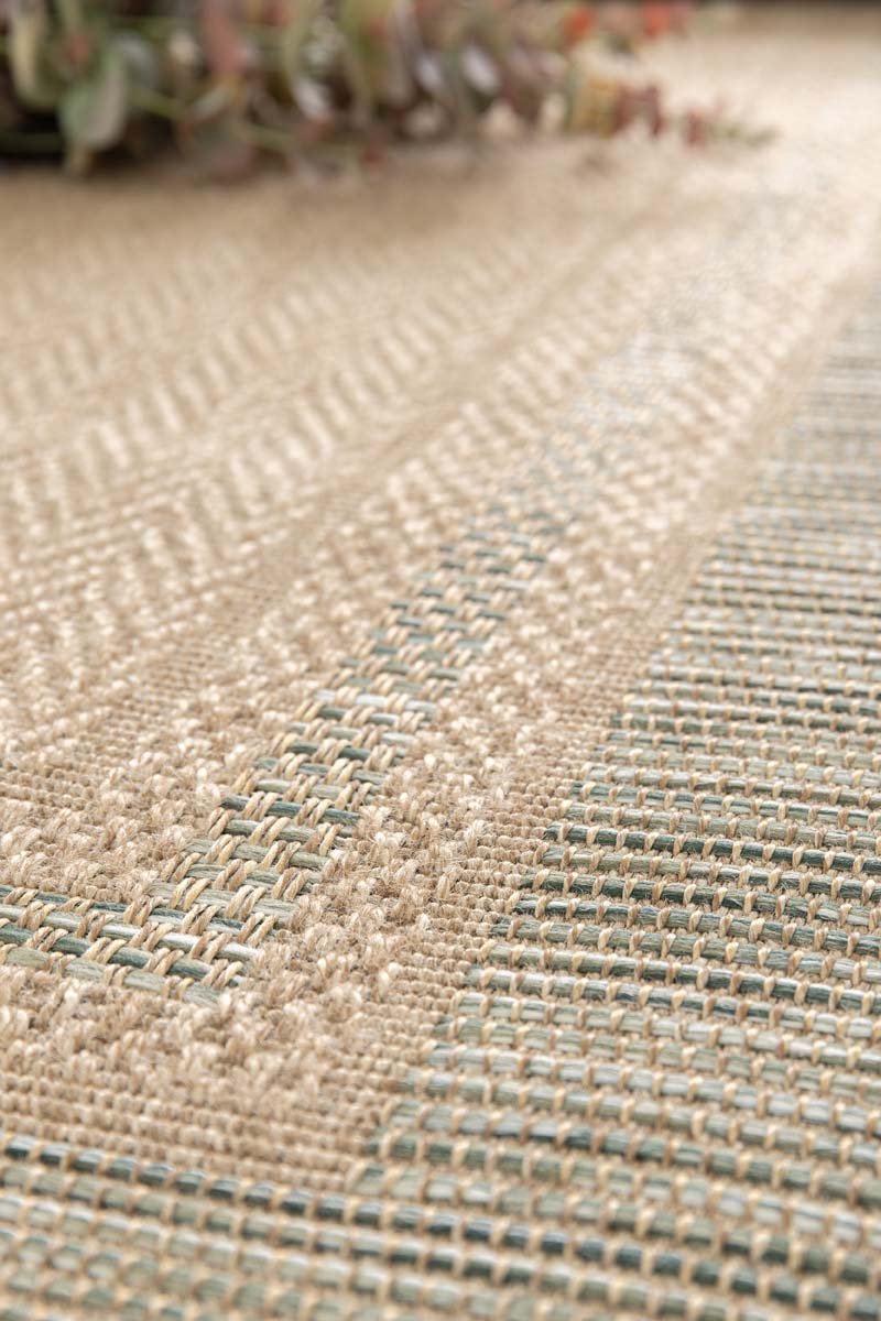 Tapis Extérieur Carreaux - Corde Cadre Naturel/Vert Tapis Extérieur Carreaux - Corde Cadre Naturel/Vert