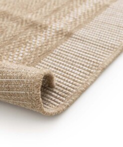 Tapis Extérieur Carreaux - Corde Cadre Naturel/Blanc