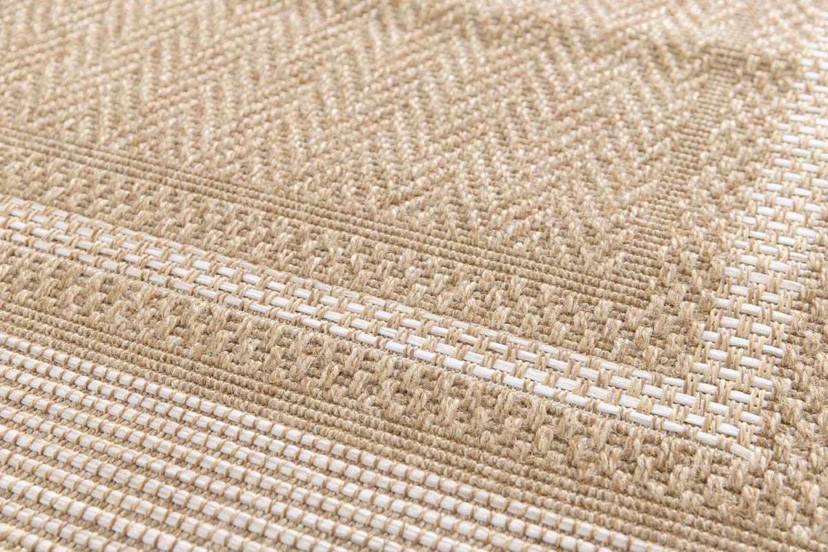 Tapis Extérieur Carreaux - Corde Cadre Naturel/Blanc Tapis Extérieur Carreaux - Corde Cadre Naturel/Blanc