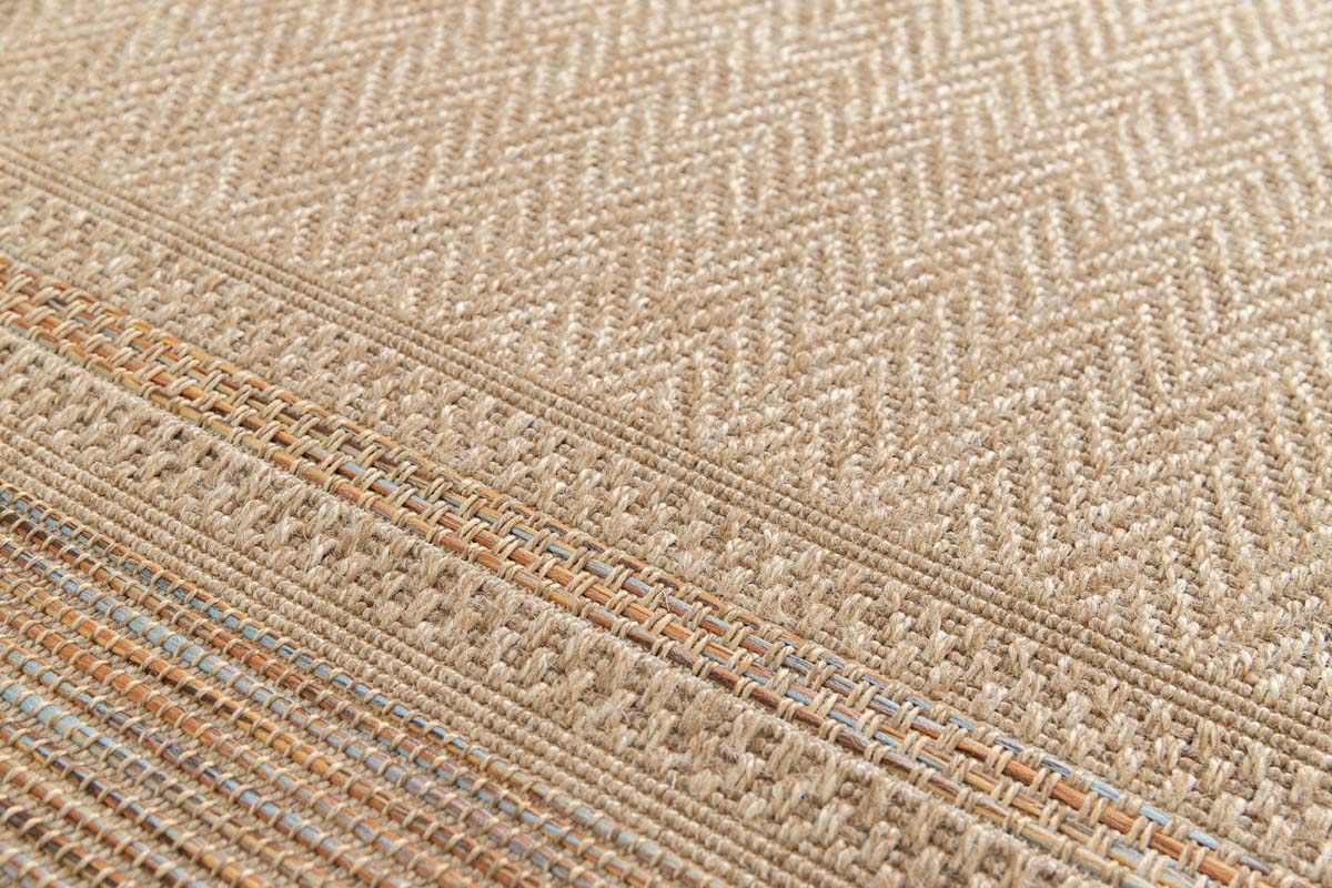 Tapis Extérieur Carreaux - Corde Cadre Naturel/Coucher de Soleil Tapis Extérieur Carreaux - Corde Cadre Naturel/Coucher de Soleil