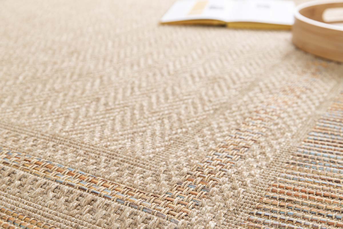 Tapis Extérieur Carreaux - Corde Cadre Naturel/Coucher de Soleil Tapis Extérieur Carreaux - Corde Cadre Naturel/Coucher de Soleil