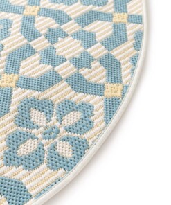 Tapis d’extérieur rond - Bubbly Tulip turquoise
