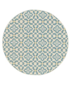 Tapis d’extérieur rond - Bubbly Tulip turquoise - overzicht, thumbnail