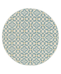 Tapis d’extérieur rond - Bubbly Tulip turquoise - overzicht