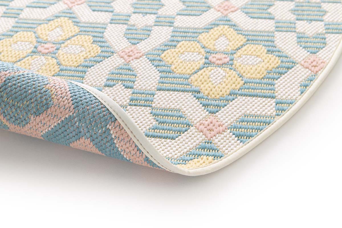 Tapis d’extérieur rond - Bubbly Tulip turquoise/jaune Tapis d’extérieur rond - Bubbly Tulip turquoise/jaune