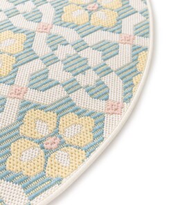 Tapis d’extérieur rond - Bubbly Tulip turquoise/jaune Tapis d’extérieur rond - Bubbly Tulip turquoise/jaune