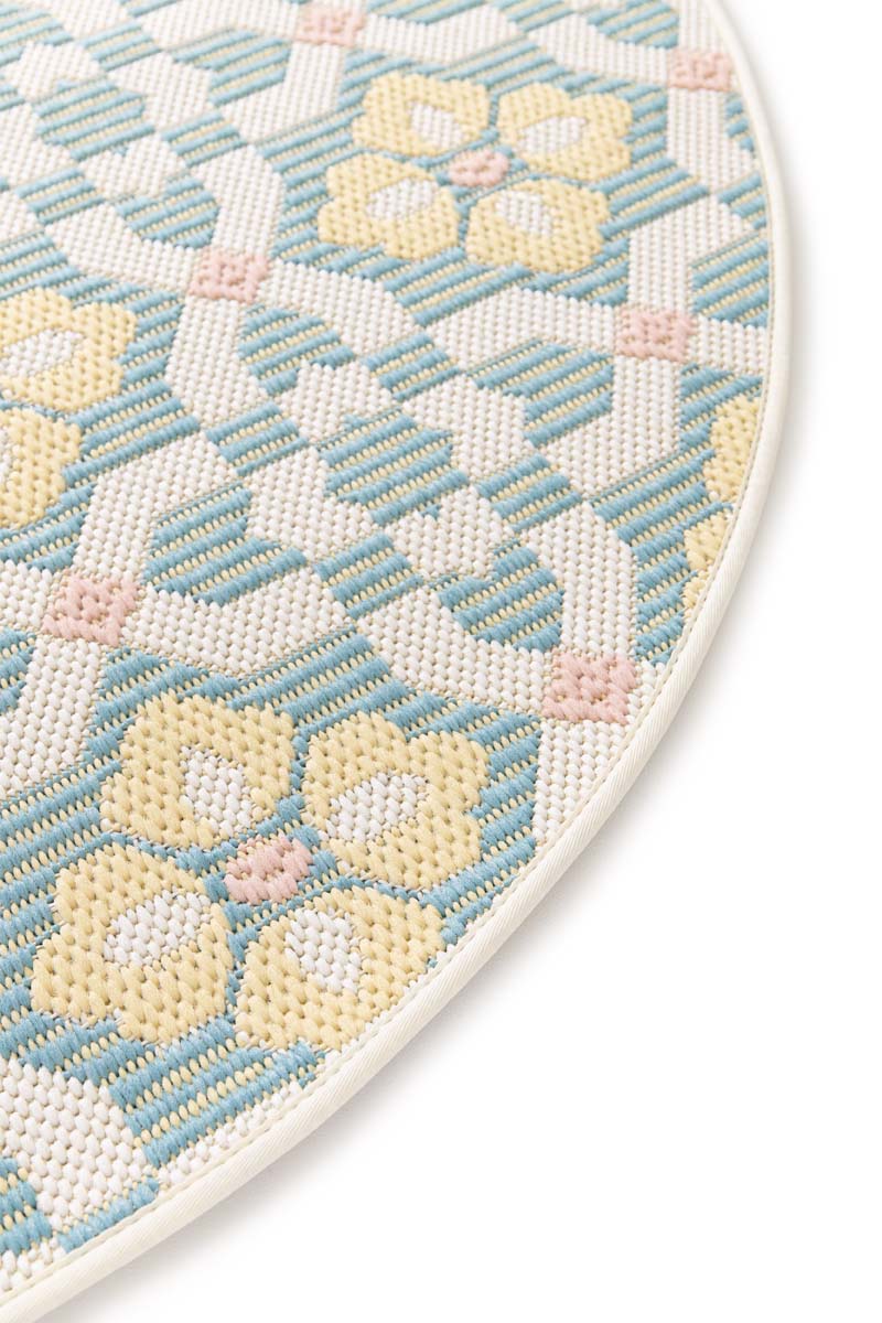 Tapis d’extérieur rond - Bubbly Tulip turquoise/jaune Tapis d’extérieur rond - Bubbly Tulip turquoise/jaune