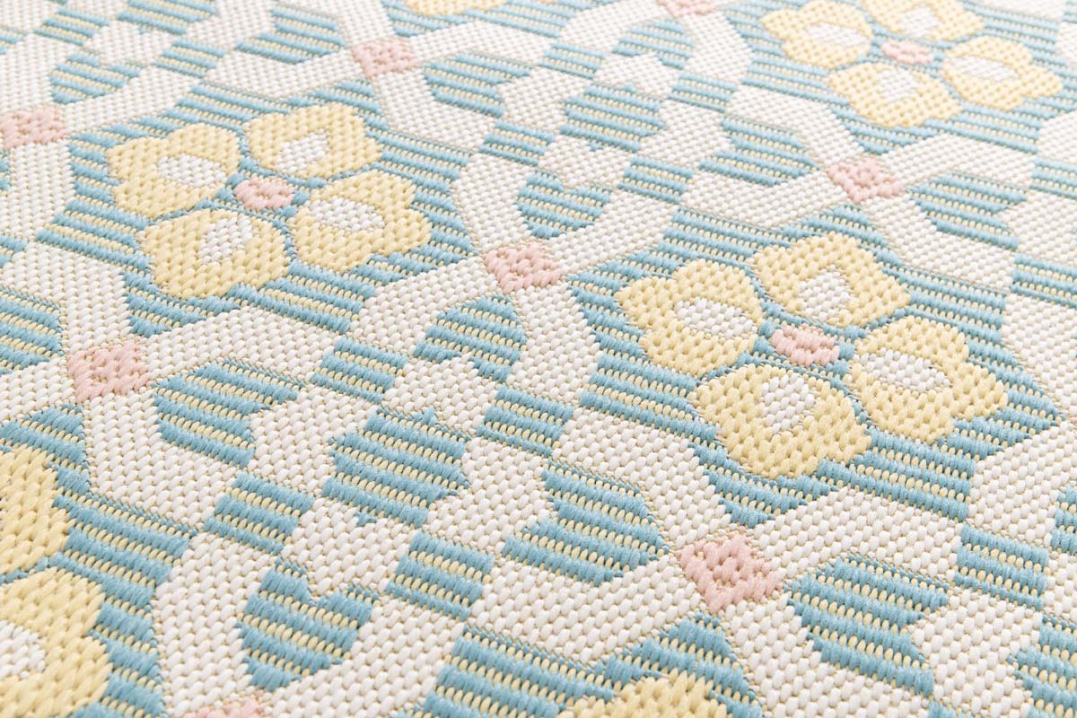 Tapis d’extérieur rond - Bubbly Tulip turquoise/jaune Tapis d’extérieur rond - Bubbly Tulip turquoise/jaune