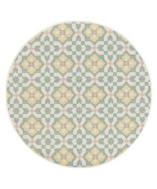 Tapis d’extérieur rond - Bubbly Tulip turquoise/jaune - overzicht, thumbnail