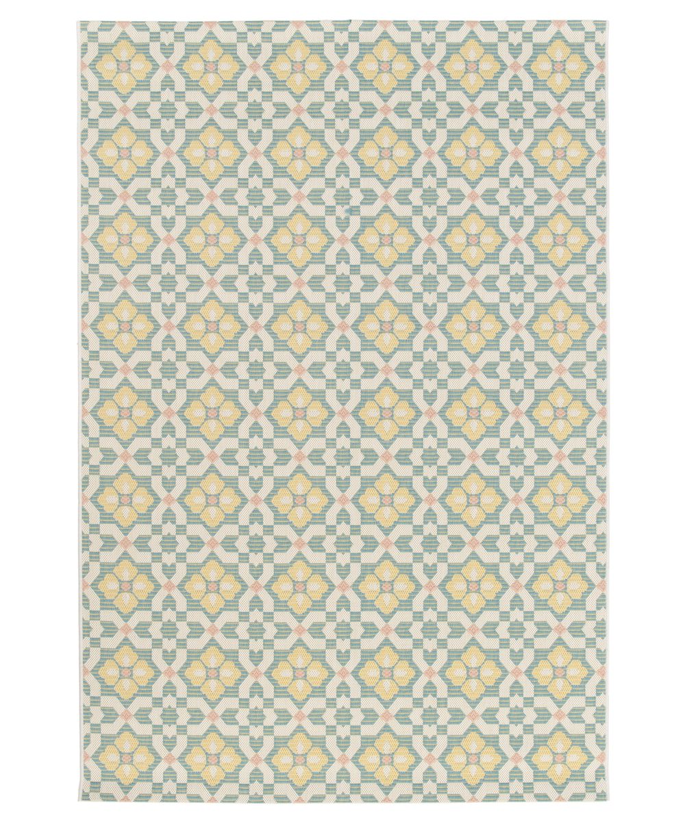 Tapis d’extérieur - Bubbly Tulip turquoise/jaune - overzicht Tapis d’extérieur - Bubbly Tulip turquoise/jaune - overzicht