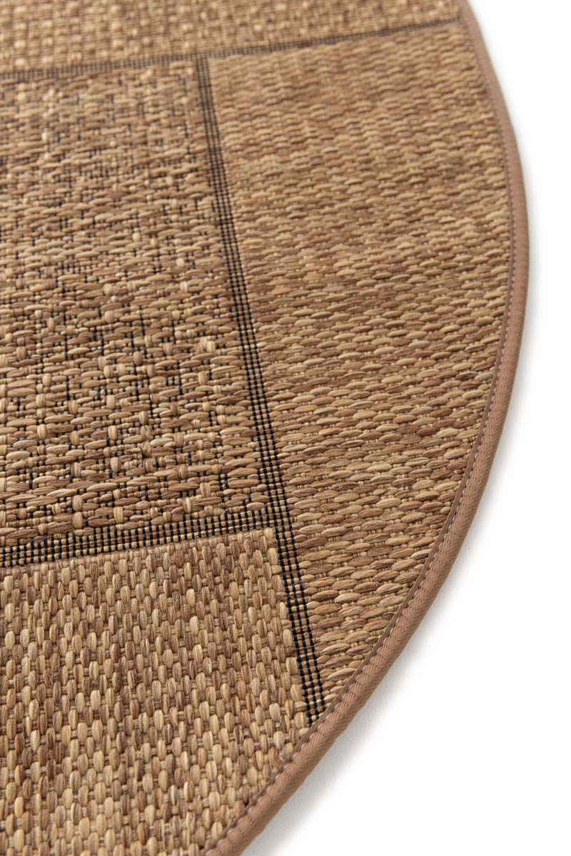 Tapis Extérieur Rond Blocs - Twill Patch Marron Tapis Extérieur Rond Blocs - Twill Patch Marron