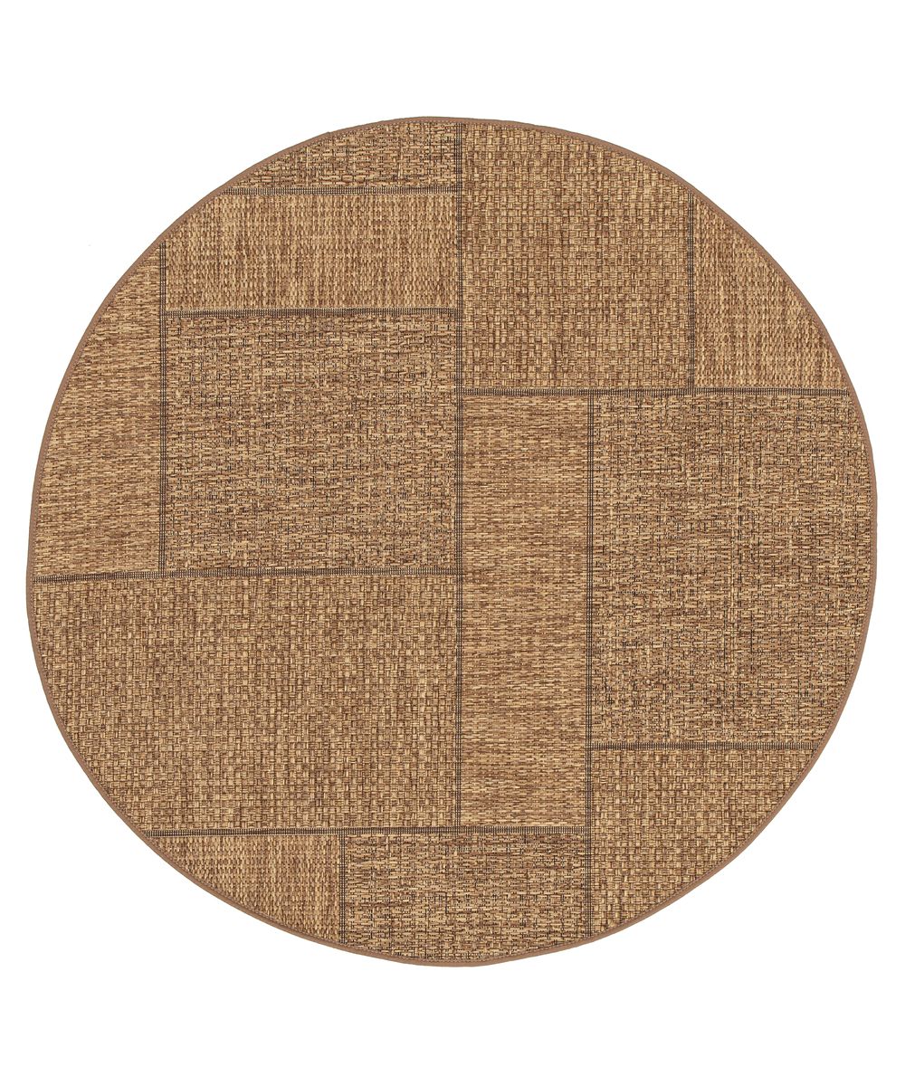 Tapis Extérieur Rond Blocs - Twill Patch Marron - overzicht Tapis Extérieur Rond Blocs - Twill Patch Marron - overzicht