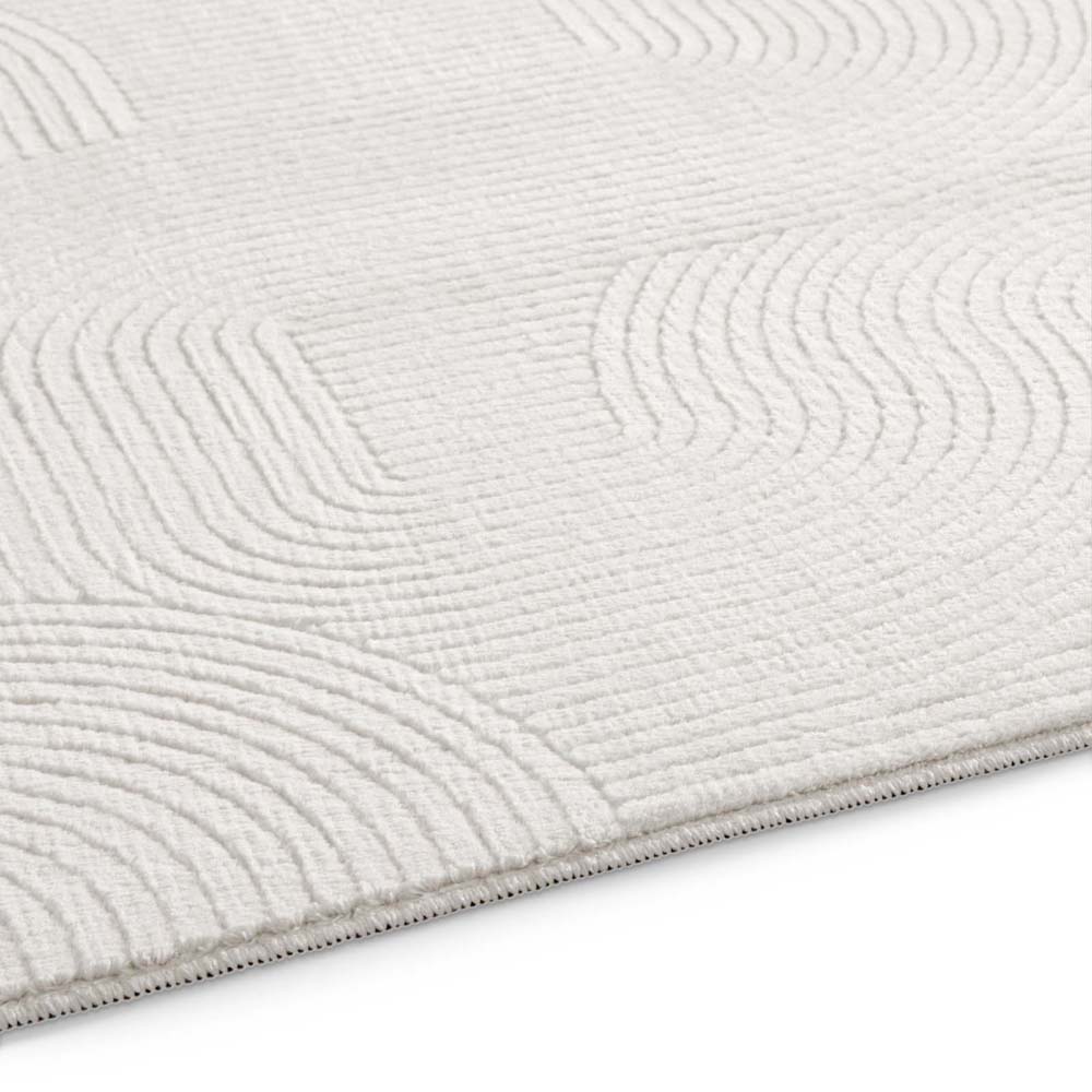 Tapis rond doux - Fuzz Waves crème - close up Tapis rond doux - Fuzz Waves crème - close up