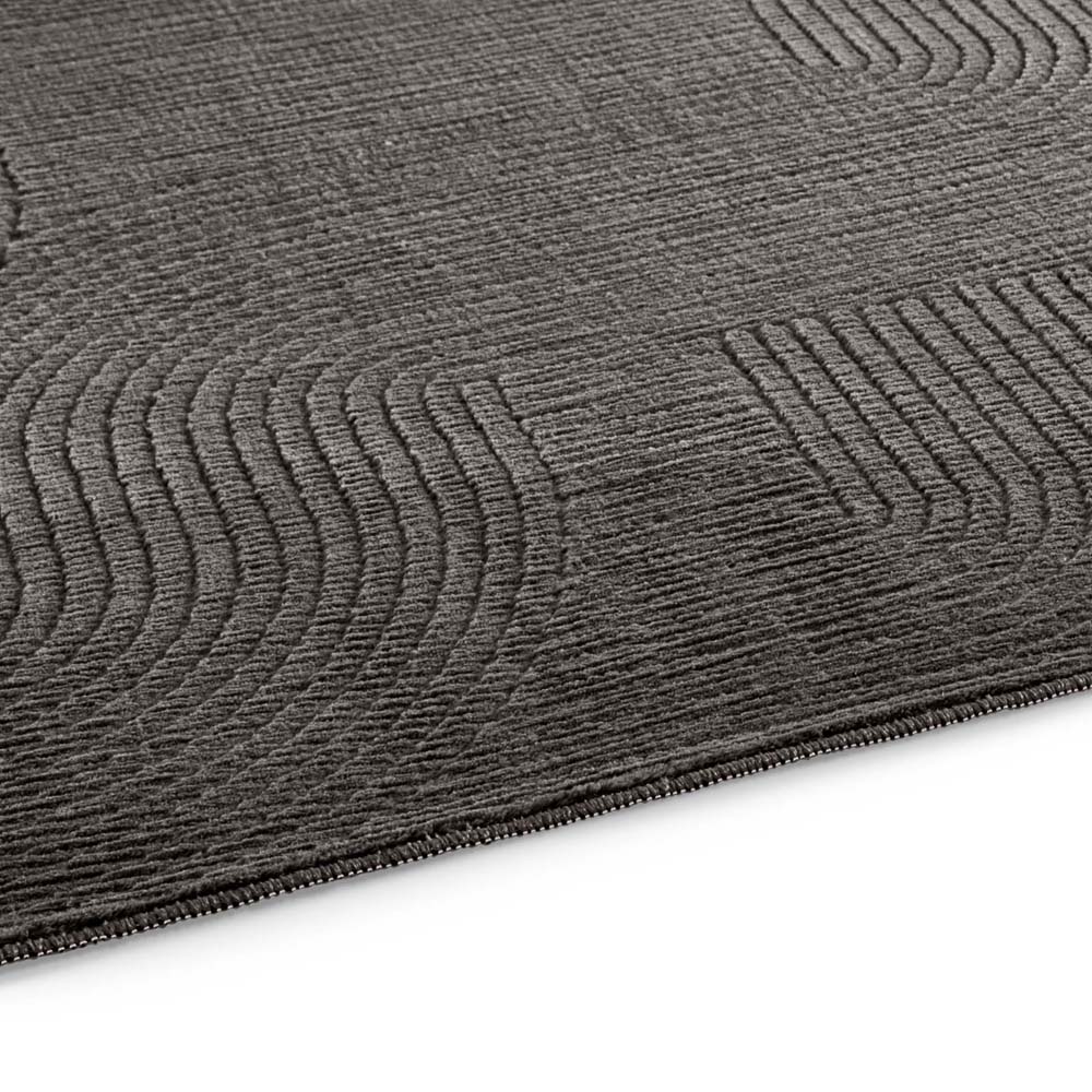 Tapis rond doux - Fuzz Waves anthracite - close up Tapis rond doux - Fuzz Waves anthracite - close up