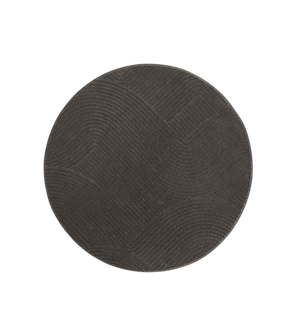 Tapis rond doux - Fuzz Waves anthracite - overzicht Tapis rond doux - Fuzz Waves anthracite - overzicht