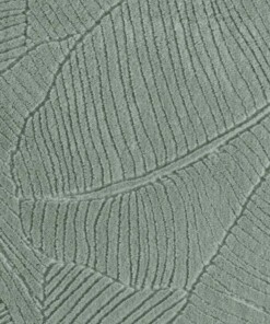 Tapis rond doux - Fuzz Leaf vert - close up